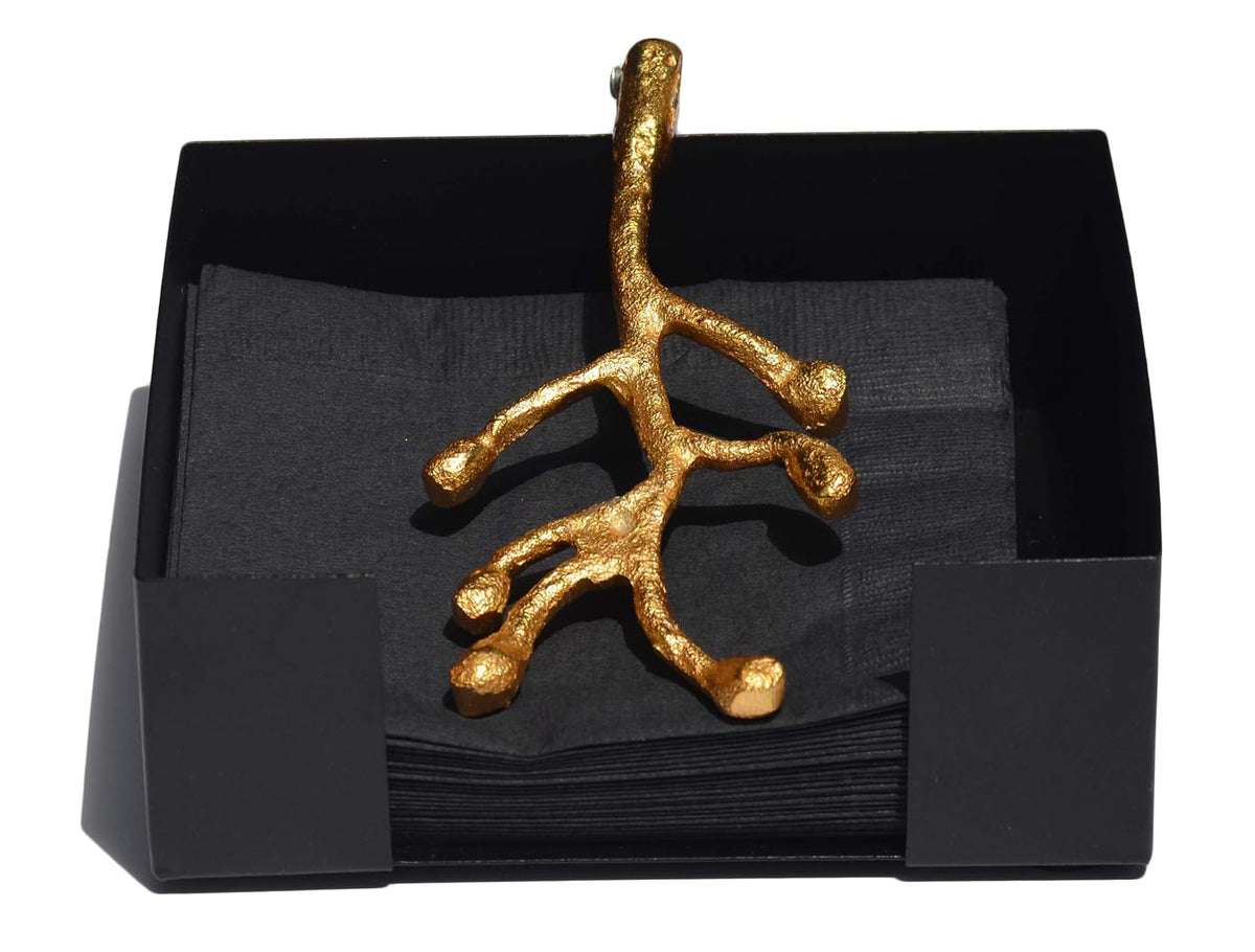 VIBHSA Golden Olive Bud Design Handcrafted Decorative Napkin Holder for Tables