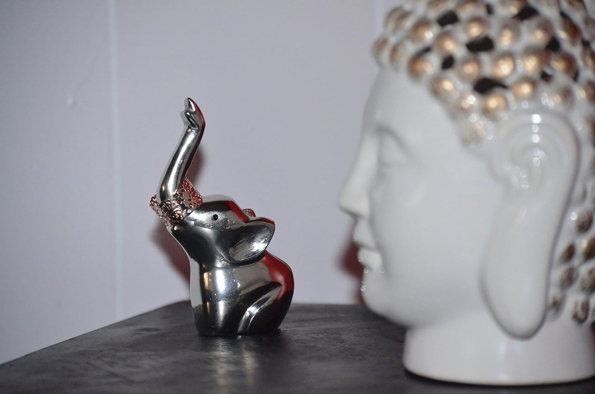 VIBHSA Handmade Ring Holder Organizer. Ring Holders for Jewelry (Silver Elephant)