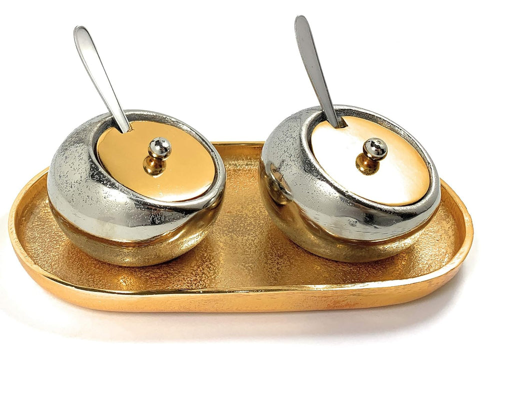 VIBHSA Mini Condiment Pots Set of 2 Decorative Dry Snack Bowls