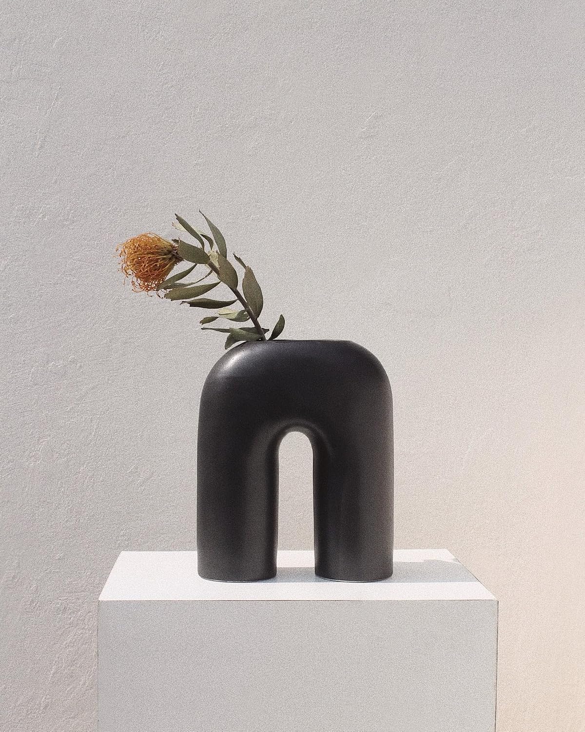 VIBHSA Inverted U Shape Ceramic Minimalist Aesthetic Flower Vase