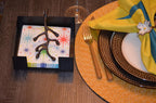 VIBHSA Hancrafted Decorative Napkin Holder for Tables Black Olive Branch with Bud