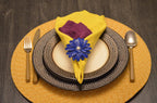 VIBHSA Handcrafted Flower Napkin Rings (Set of 4, Blue)