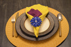 VIBHSA Handcrafted Flower Napkin Rings (Set of 4, Blue)