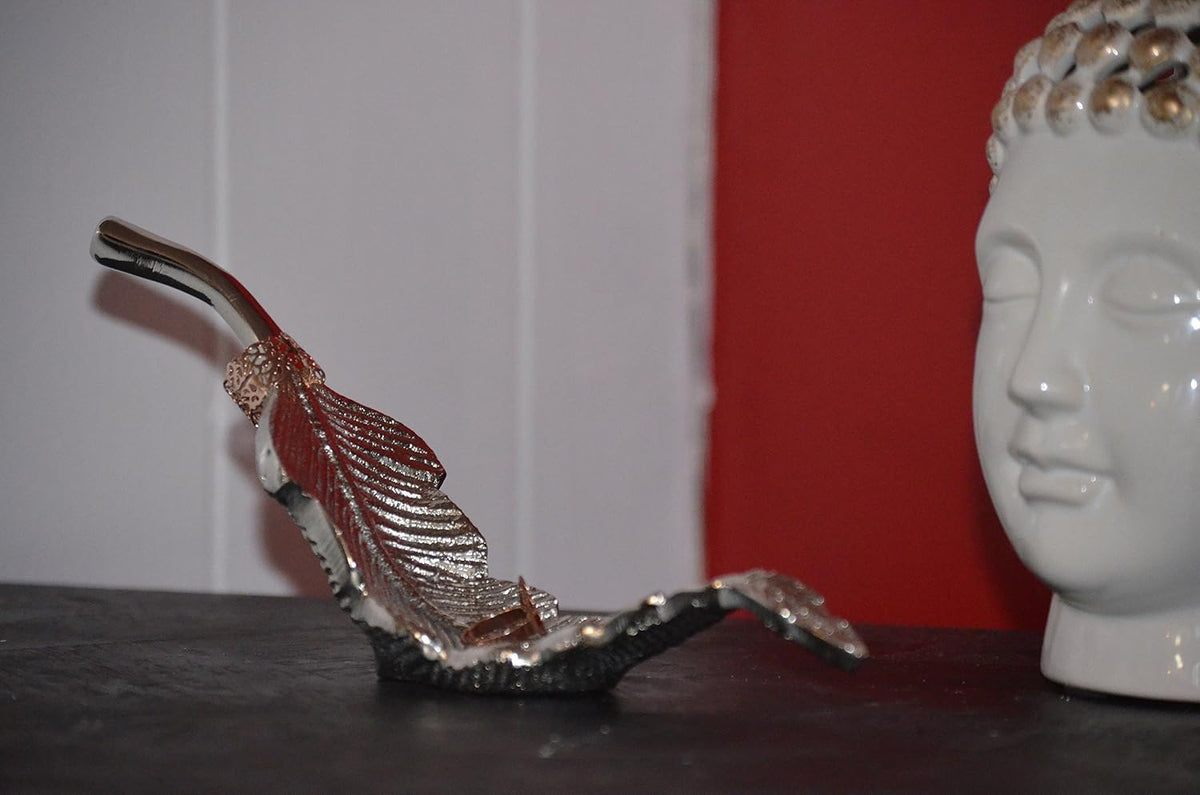 VIBHSA Handcrafted Feather Bird Decor Silver Home Decor Accents (Aluminum, 2" Quill) Bird Decorations for Home