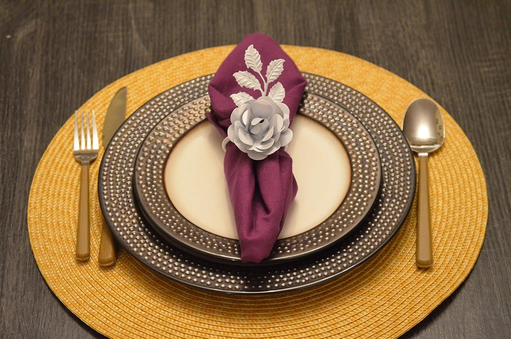 VIBHSA Flower Napkin Rings Set of 8